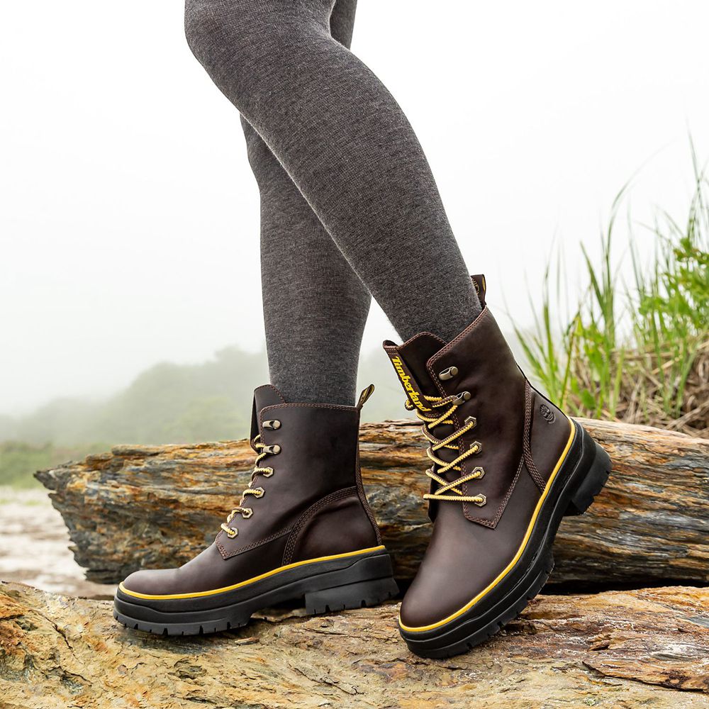 Botas Con Cordones Timberland Mujer Malynn Ek+ Waterproof Marrones Oscuro - Chile NOV-324051